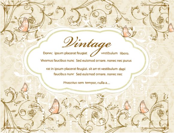 Illustration Vector Design Vintage Floral Background  Label Vector Illustration 1