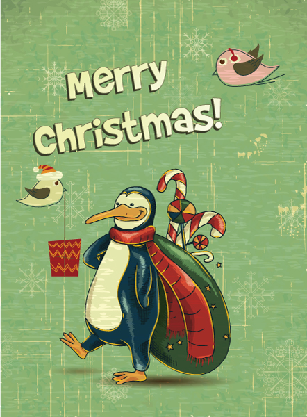 christmas vector illustration with penguins 1