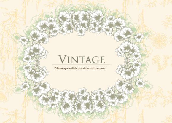 Special Floral Vector Background: Vintage Floral Frame Vector Background Illustration 1