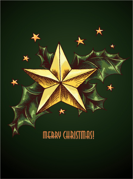 Brilliant Christmas Vector Artwork: Christmas Vector Artwork Illustration With Star And Holly Berry 1