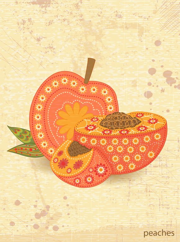 vector vintage background with peaches 1