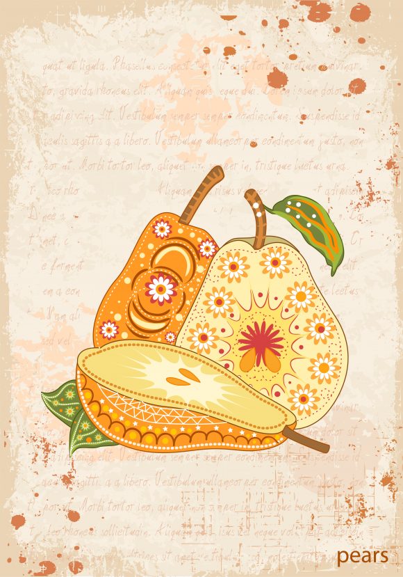 vector vintage background with pears 1
