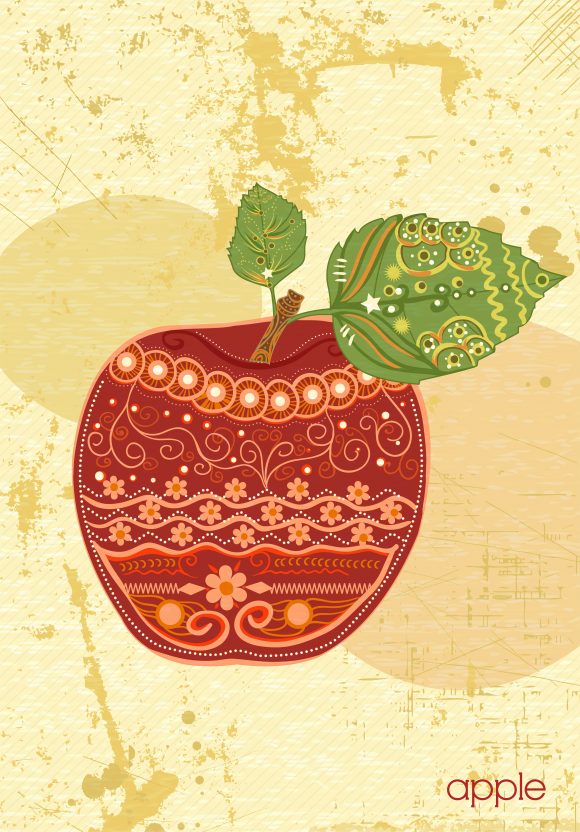 vector vintage background with apple 1
