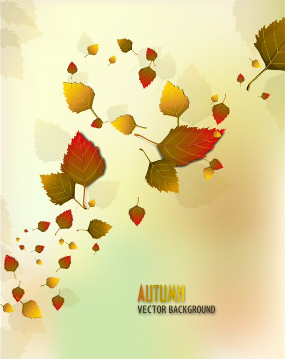 Stunning Lots Vector Art: Vector Art Autumn Background With Lots Of Leaves 1
