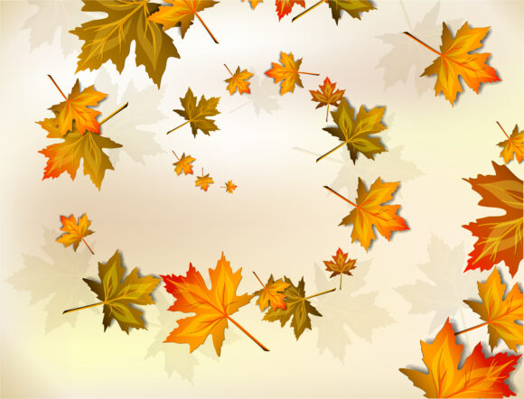 Smashing Of Vector Illustration: Vector Illustration Autumn Background With Lots Of Leaves 1