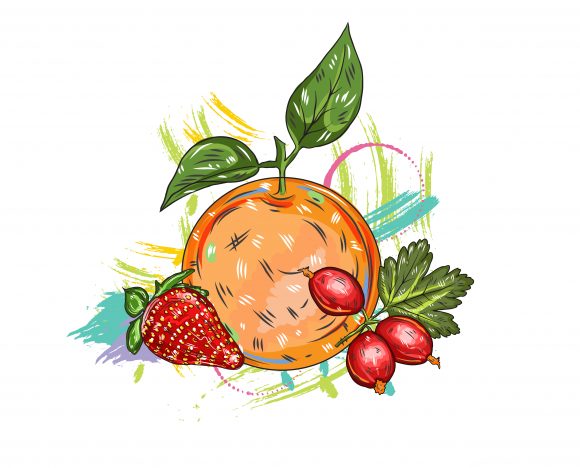 Astounding Splash Vector Background: Vector Background Fruits With Colorful Splashes 1