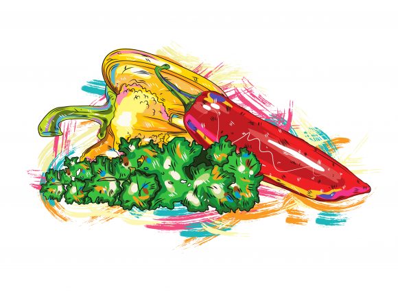 Colorful Vector Image Vector Vegetables  Colorful Splashes 1