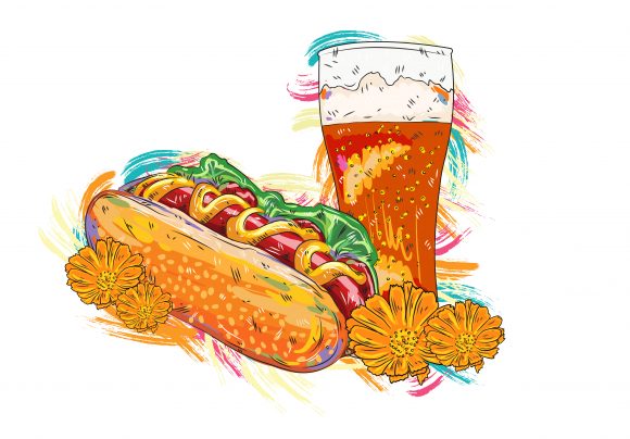 Abstract-2 Vector Design Vector Hot Dog  Colorful Splashes 1