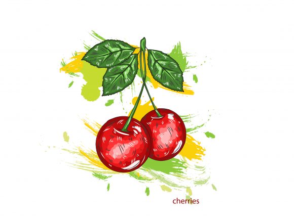 Bold Splashes Vector: Vector Cherries With Colorful Splashes 1