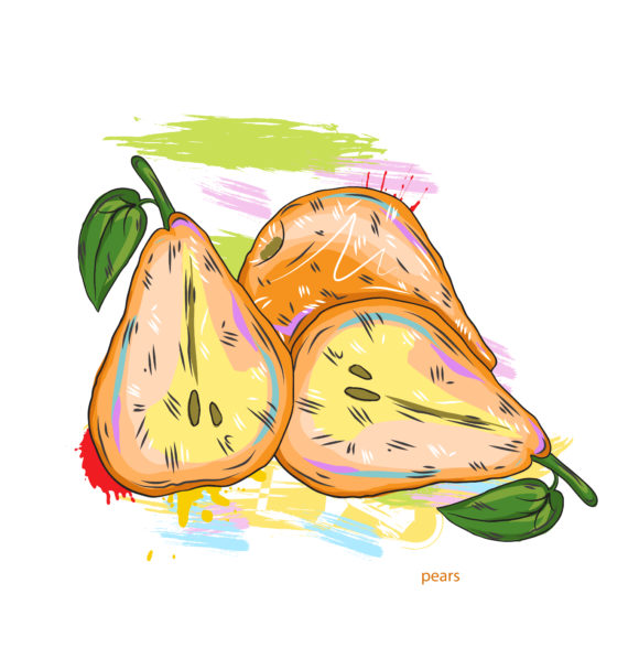 Unique Grunge Vector Background: Vector Background Pears With Colorful Splashes 1