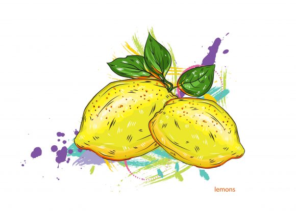 vector lemons with colorful splashes 1