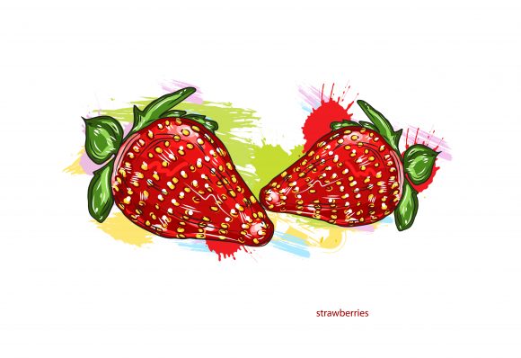 Colorful, Strawberries Vector Artwork Vector Strawberries  Colorful Splashes 1