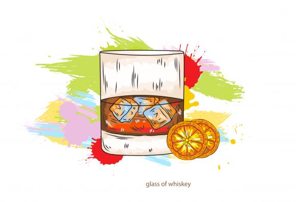 Whiskey Vector Art: Glass Of Whiskey Vector Art  Illustration 1