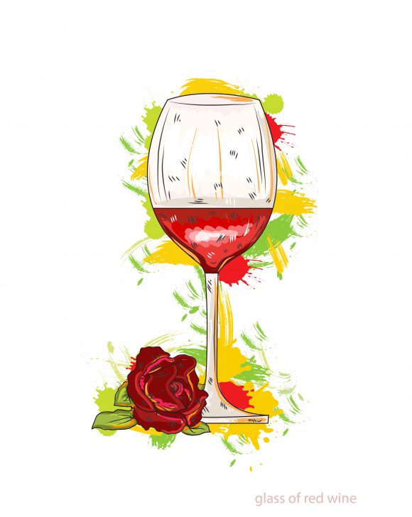 Lovely Wine Vector Illustration: Glass Of Red Wine Vector Illustration Illustration 1