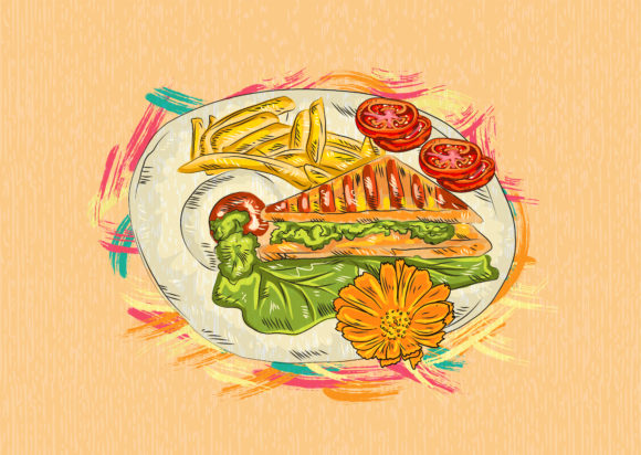 Gourmet, Food, Illustration Vector Illustration Cooked Food Vector  Illustration 1