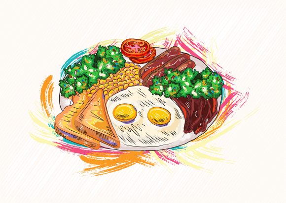 Surprising Cooked Vector Graphic: Cooked Eggs With Vegetables Vector Graphic  Illustration 1