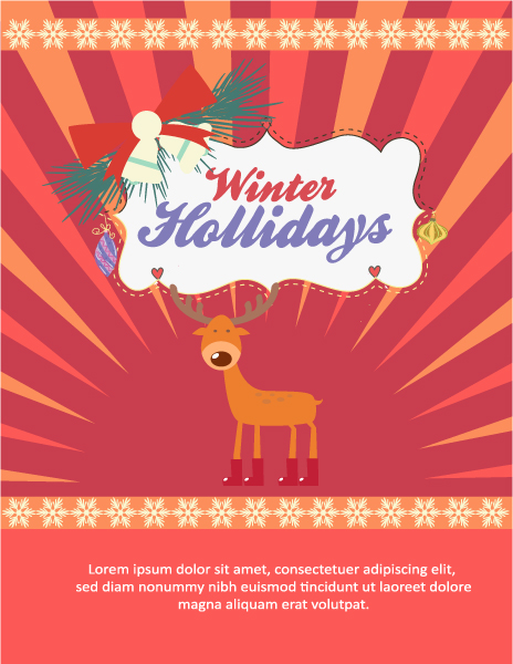Gorgeous Winter Vector Graphic: Christmas Vector Graphic Illustration With Deer And Christmas Frame 1