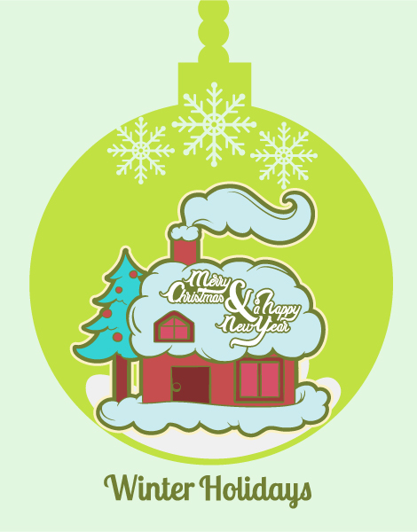 House Vector Background Christmas Vector Illustration   Tree, House  Snowflake 1
