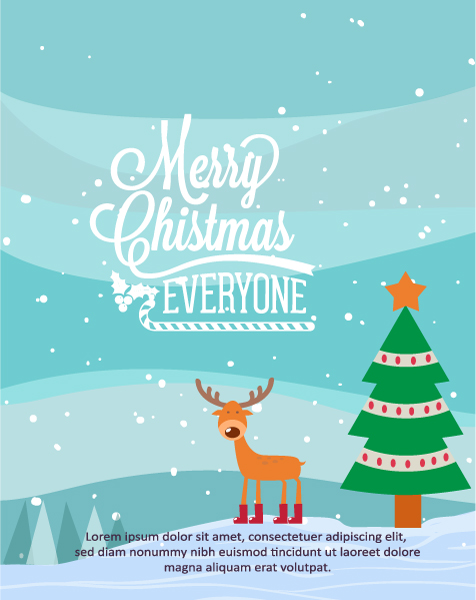 Astounding Advertisement Vector Background: Christmas Vector Background Illustration With Christmas Tree And Deer 1