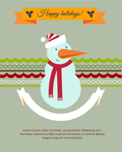 Illustration, Ribbon, Man, Vector Illustration Christmas Vector Illustration  Snow Man, Ribbon 1