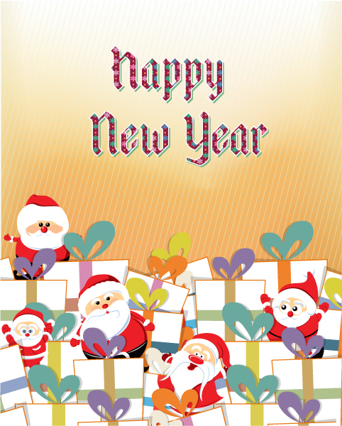 December, Retro, Happy, Vector, New, Year Vector Graphic Happy New Year  Vector Illustration  Gift 1