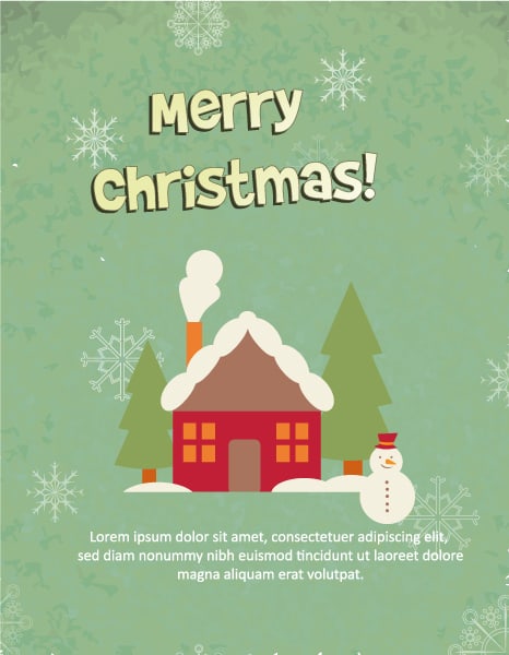 Best Poster Vector: Christmas Vector Illustration With Snowman And House 1