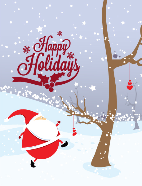 Brilliant Vector Vector Background: Christmas Vector Background Illustration With Santa 1