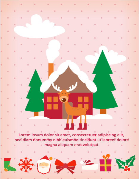 Lovely Advertisement Vector Background: Christmas Vector Background Illustration With  Trees And House 1