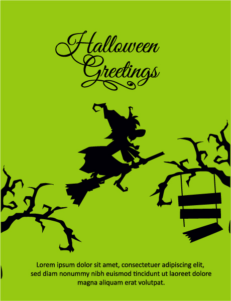 Witch Vector Image: Halloween Vector Image Illustration  With Witch And Tree 1