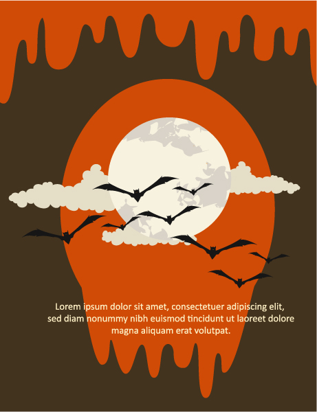 Vector Vector Design: Halloween Vector Design Illustration With Moon, Bat, Clouds 1