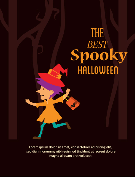 Awesome Little Vector Image: Halloween Vector Image Illustration With Little Girl 1