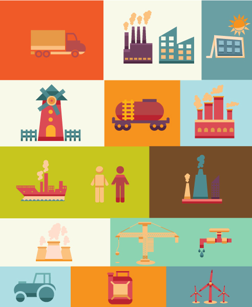 Trendy Vector Vector Graphic: Vector Graphic Illustration With Industrial Elements 1