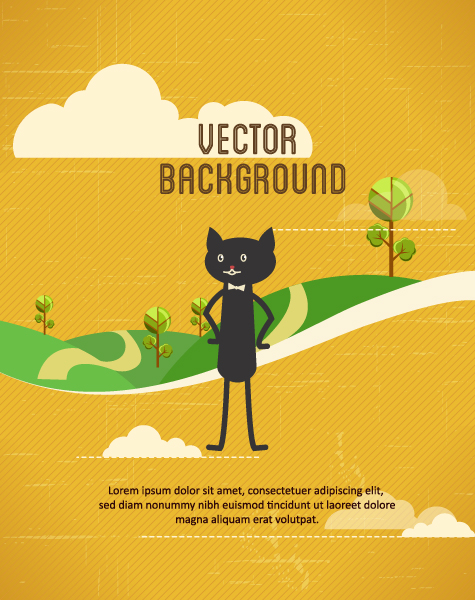 Cat Eps Vector: Eps Vector Background Illustration With Cat 1