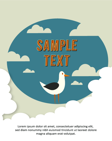 Clouds, Vector Image Vector Background Illustration  Clouds,  Birds 1