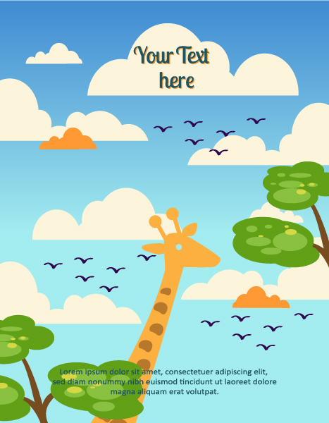 Cloud Vector Background Vector Background Illustration  Giraffe,tree, Cloud 1