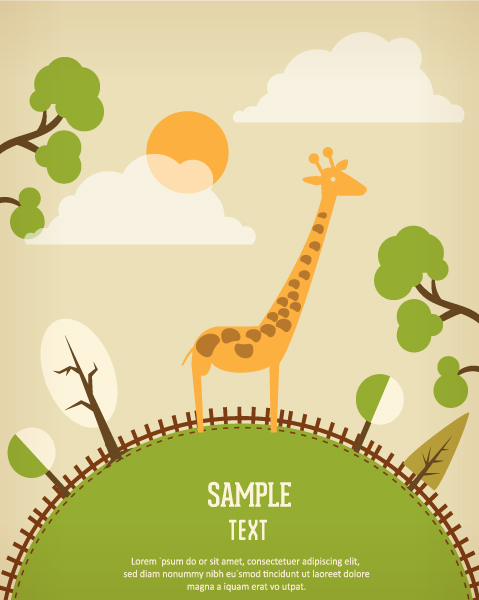 Vector Vector Vector Background Illustration  Giraffe 1