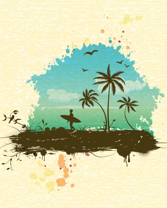 Best Palm Vector Design: Vector Design Summer Background With Palm Trees 1