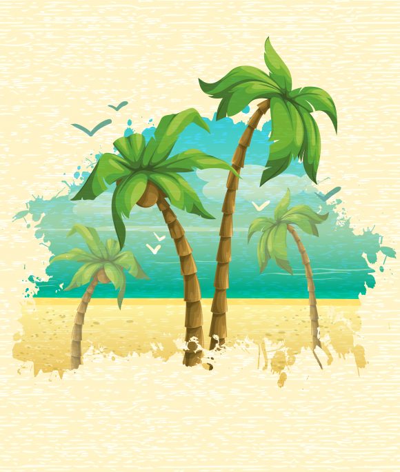 Palm, Beach Vector Vector Summer Background  Palm Trees 1