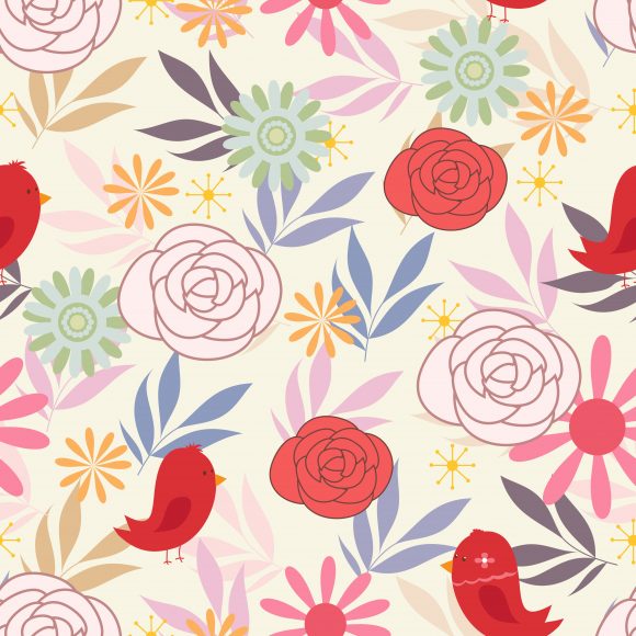 Seamless Vector Background: Vector Background Seamless Pattern With Floral 1