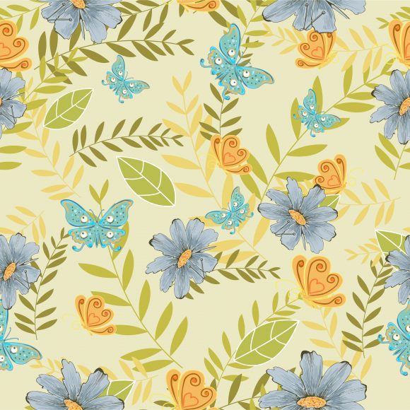 Lovely Floral Vector Image: Vector Image Seamless Pattern With Floral 1