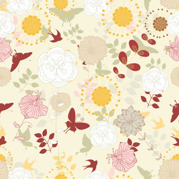 Pattern Vector Art: Vector Art Seamless Pattern With Floral 1