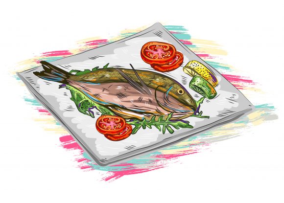 Healthy Vector Artwork: Cooked Fish Vector Artwork  Illustration 1