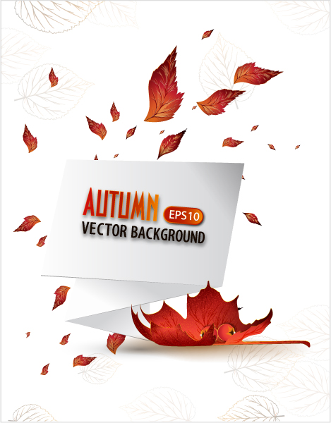 Lovely Bubble Vector Graphic: Vector Graphic Autumn Background With Paper Speech Bubble 1