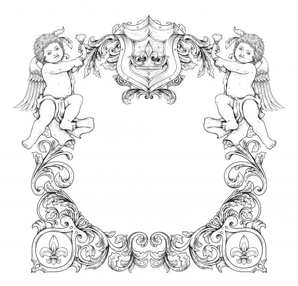 Trendy Victorian Vector Design: Vector Design Victorian Frame With Angels 1