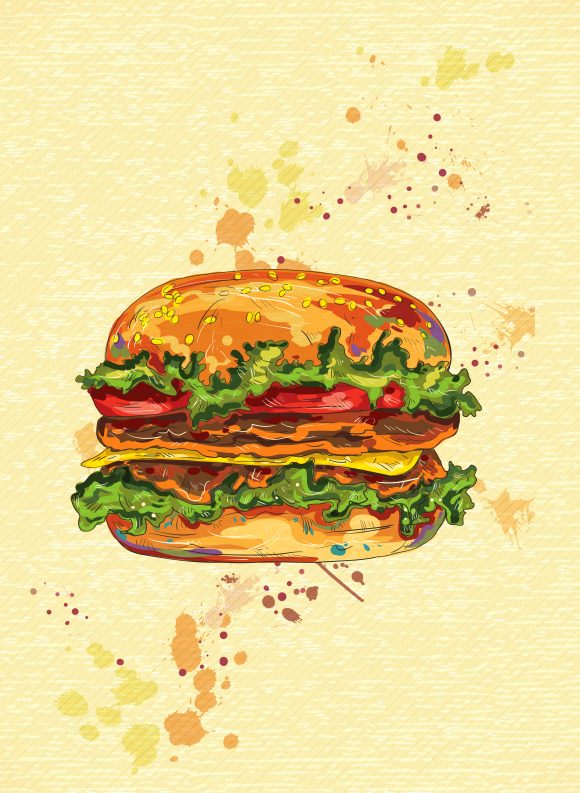 vector vintage background with hamburger 1