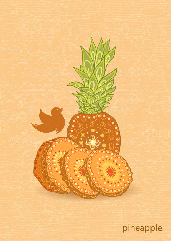 vector vintage background with pineapple 1