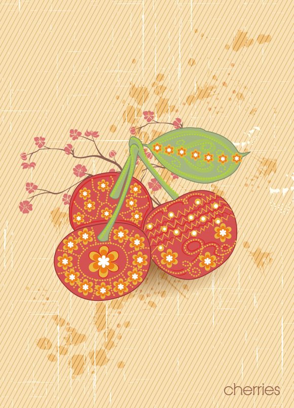 Vintage Vector Design Vector Vintage Background  Cherries 1