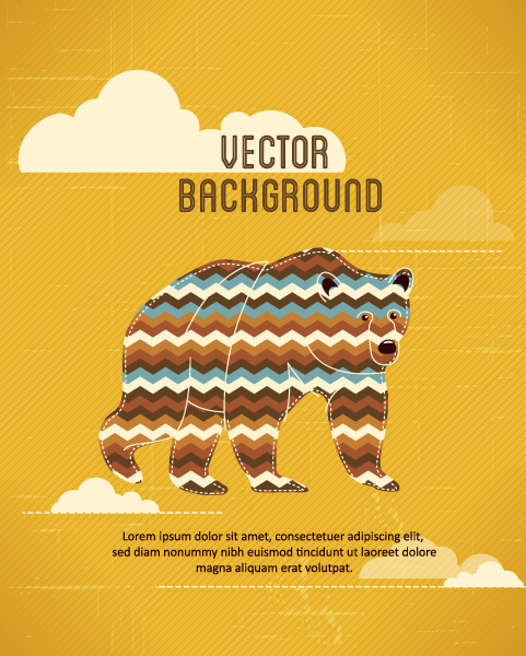 Lovely Bright Vector Artwork: Vector Artwork Background Illustration With Bear 1