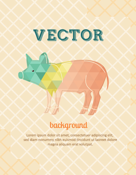 Special Clean Vector Image: Vector Image Background Illustration With Pig 1