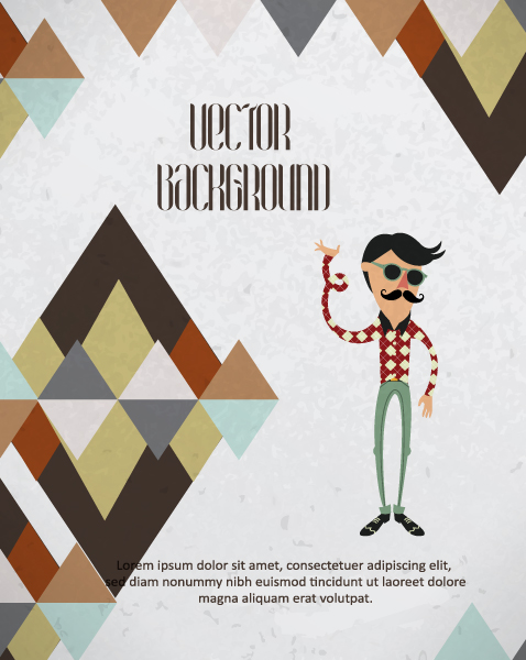 Gorgeous Man Vector Background: Vector Background Background Illustration With Hipster Man 1